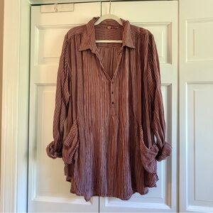 Free People Striped Henley Tunic NWOT